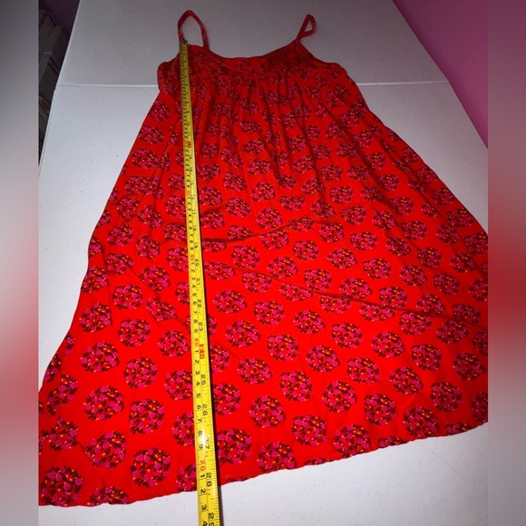 Old Navy Vibrant Red Dress with Pink Floral Pattern - Picture 7 of 7